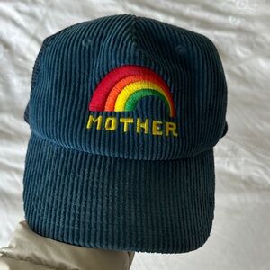 MOTHER Corduroy Hat in Navy with Rainbow Embroidery